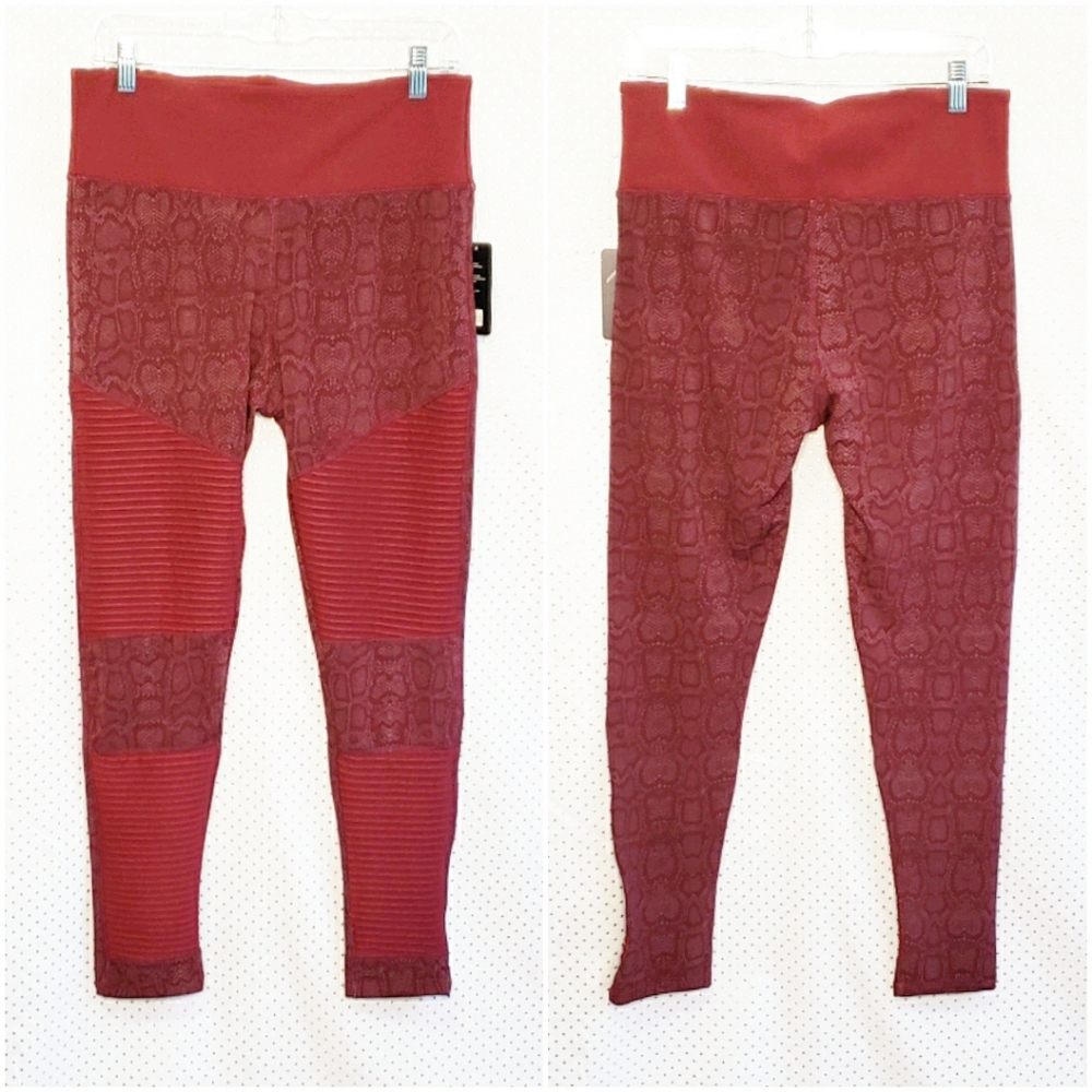 BSP Maroon Snakeskin Moto Leggings
